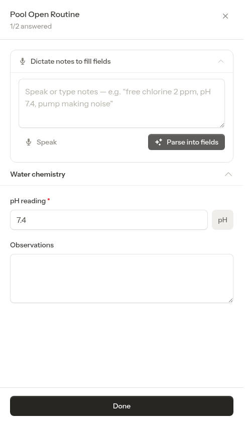 Voice dictation panel