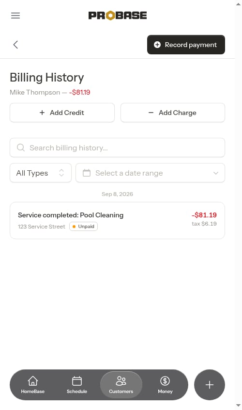 Billing entry created automatically after completion