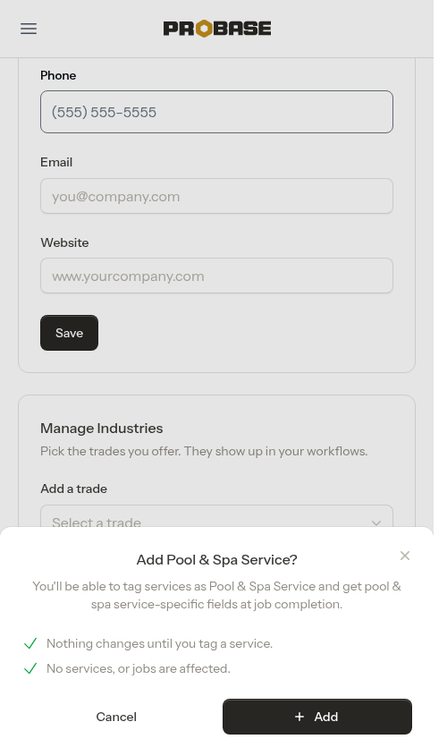 Confirm adding a trade