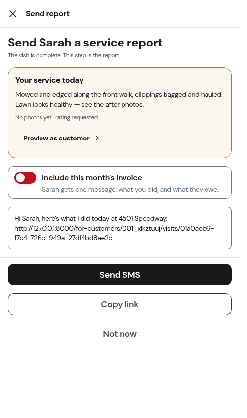 The send step with a bill due and the switch off