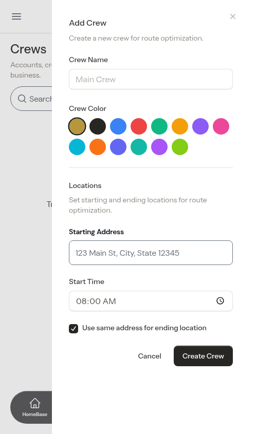 Create crew form