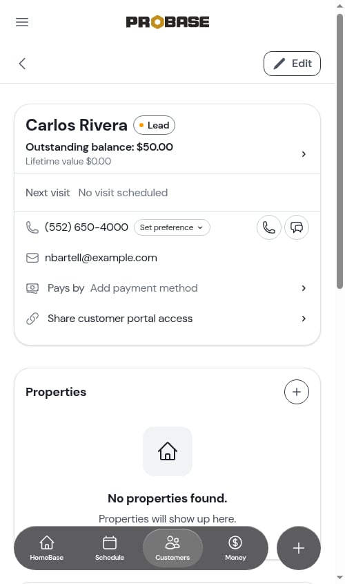 Billing history for a customer