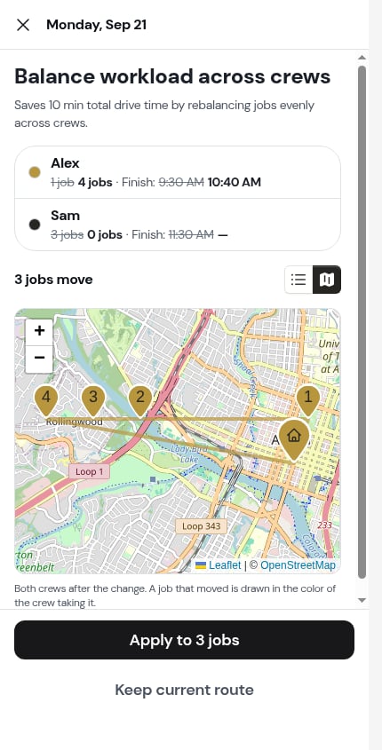 The map view of the rebalance