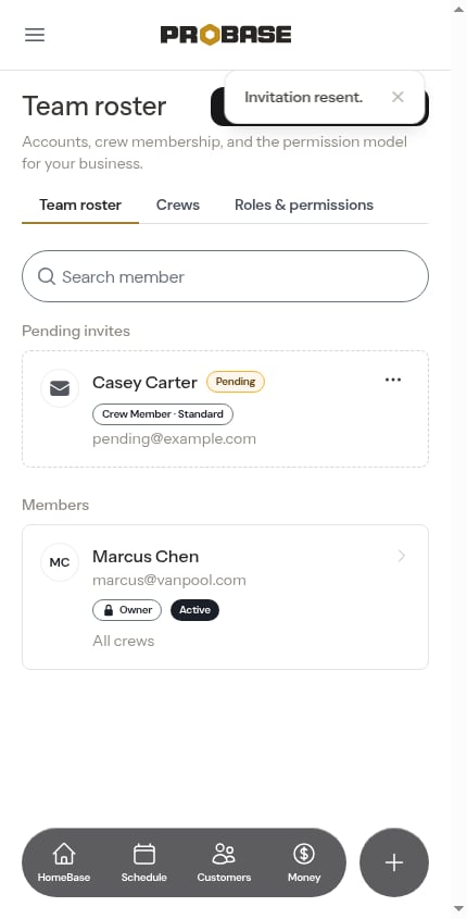 Confirmation that the invitation was resent