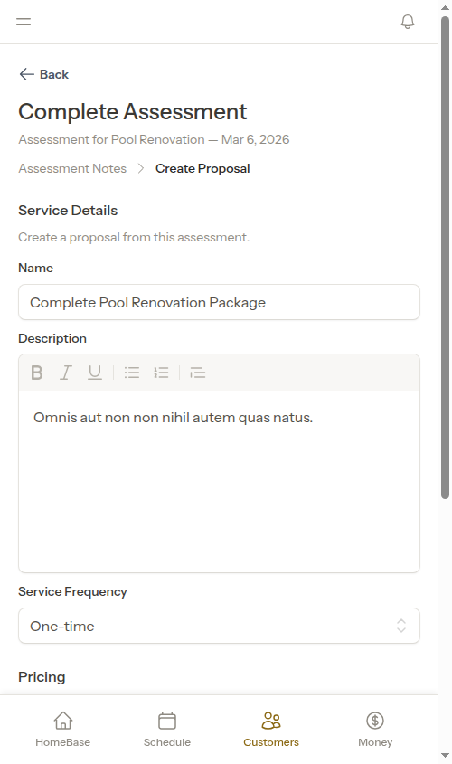 Customized proposal form