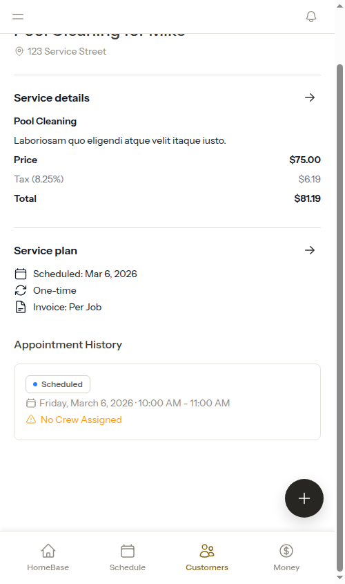 Before completing a per-service appointment