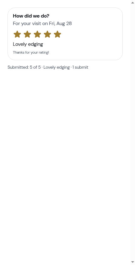 The rating locked after submitting