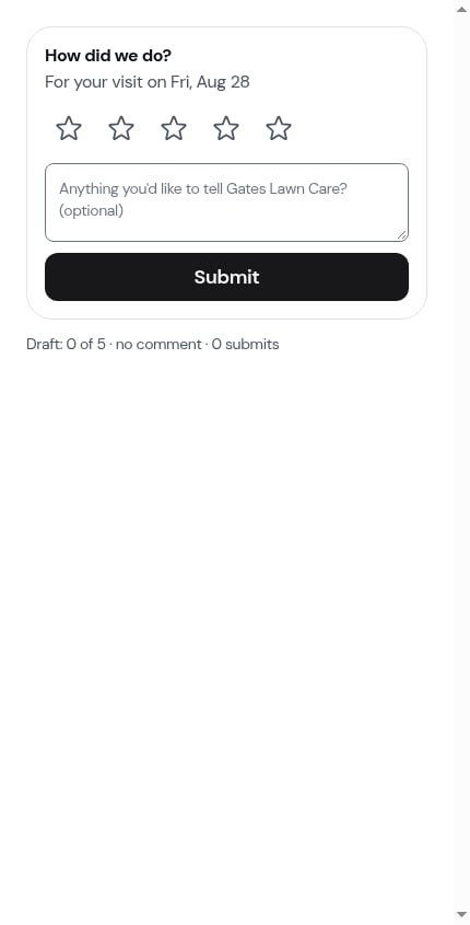 The rating card before it's submitted