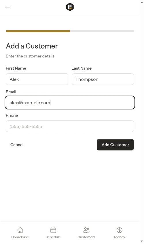 New customer filled