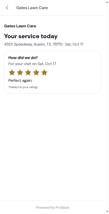 A later 5-star rating, not asked again