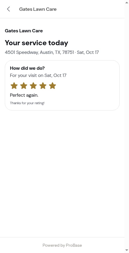 A later 5-star rating, not asked again
