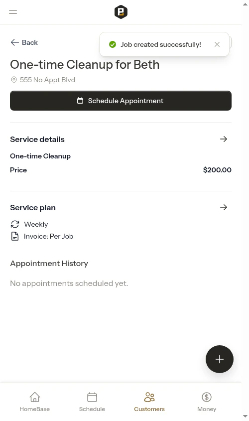 Job created without appointment