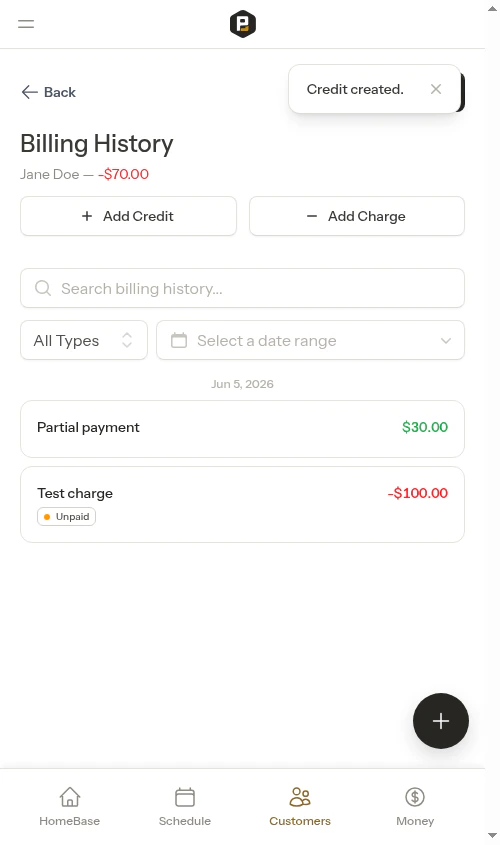 Charge still unpaid after partial payment