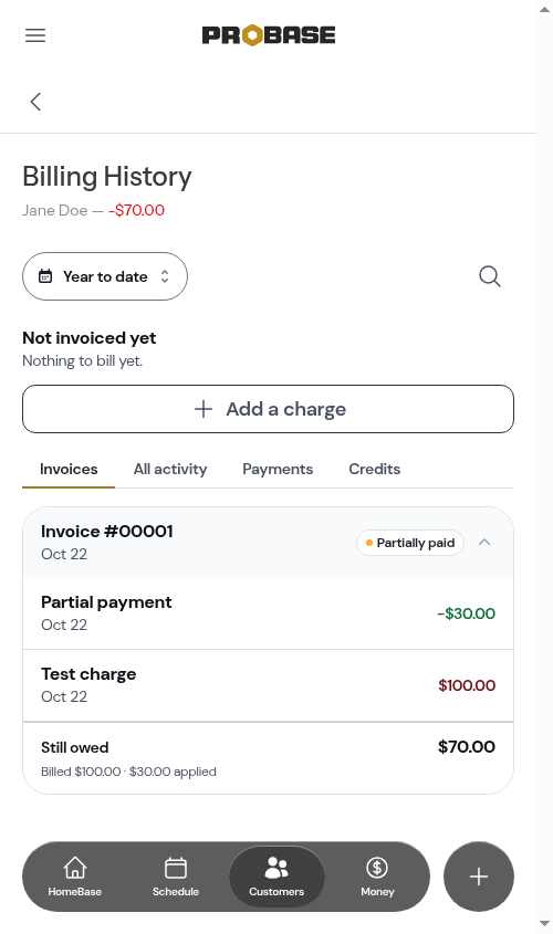 A charge still unpaid after a partial payment