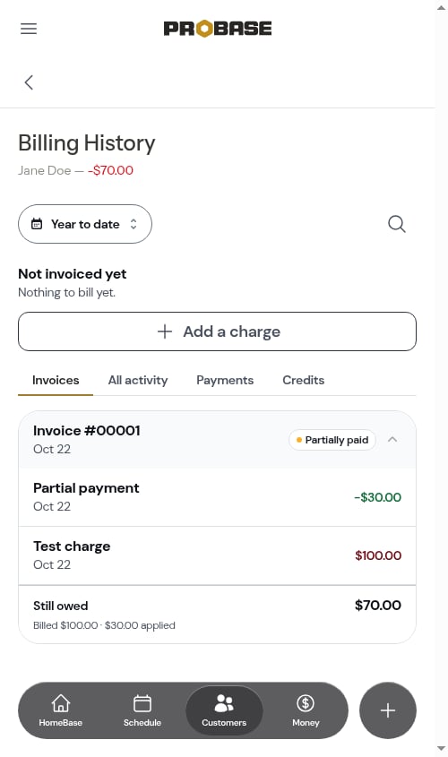 A charge still unpaid after a partial payment