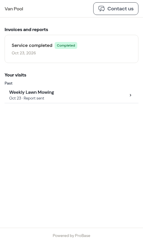 Customer invoice list with service report