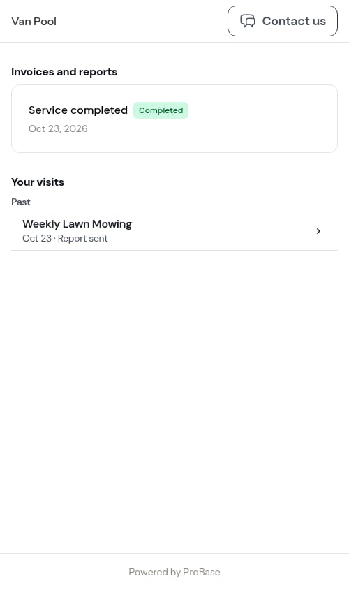 Customer invoice list with service report