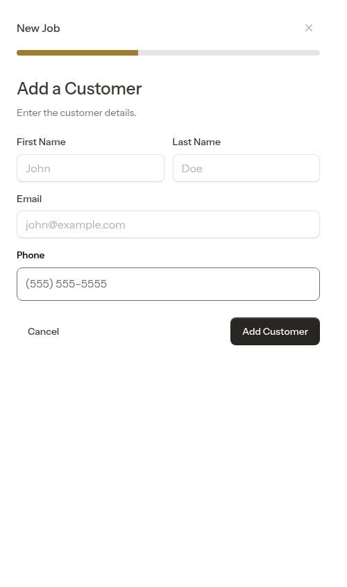 New customer form