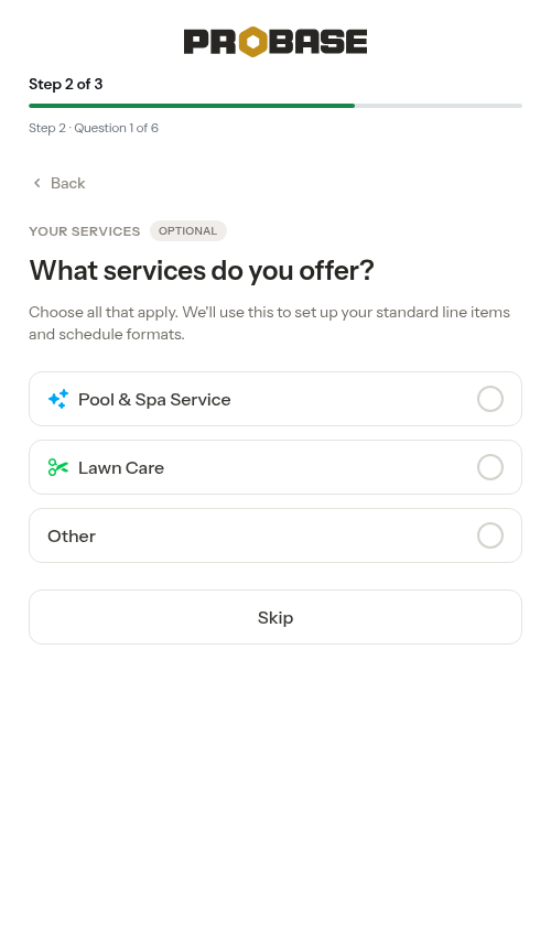 Choosing trades during onboarding