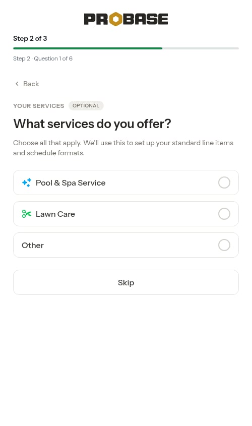 Choosing trades during onboarding