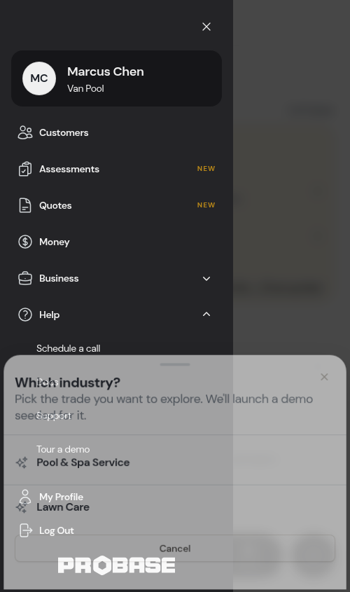 Tour a demo in the Help group of the navigation drawer