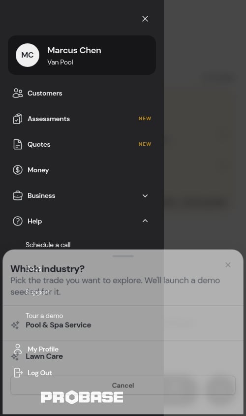 Tour a demo in the Help group of the navigation drawer
