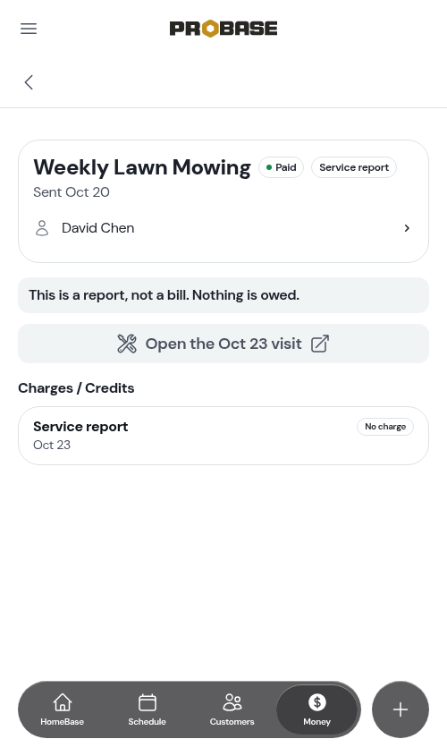 A $0 service report