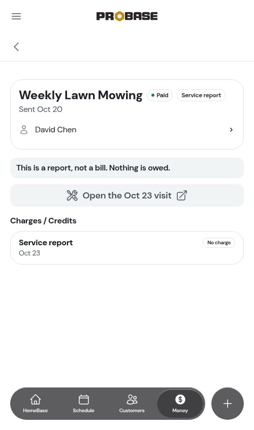 A $0 service report