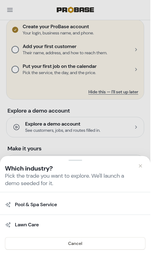 Choosing which industry demo to open