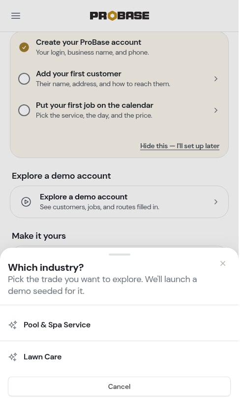 Choosing which industry demo to open