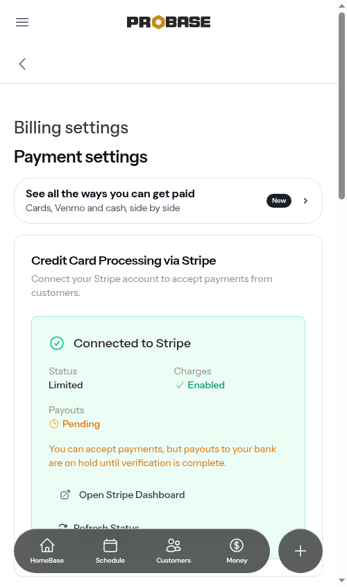 The Tips dropdown and tip percentages in Invoice Settings