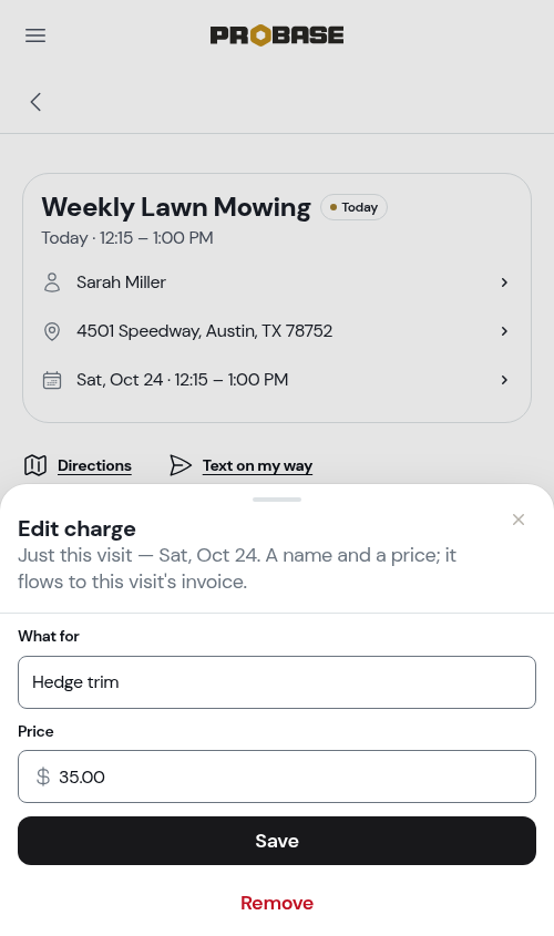 Reopening a charge from the Visit tab