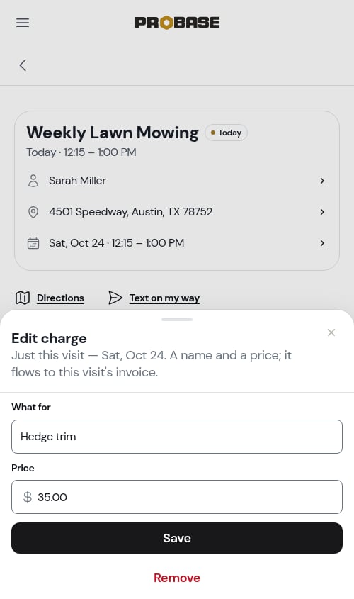 Reopening a charge from the Visit tab