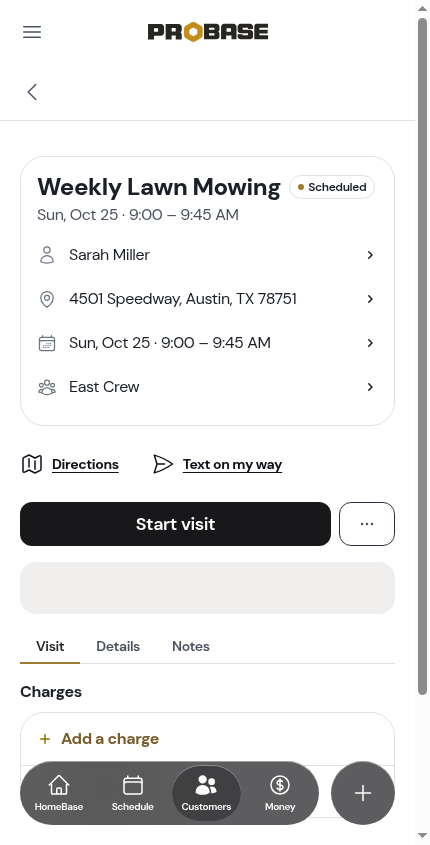A visit scheduled for a future day