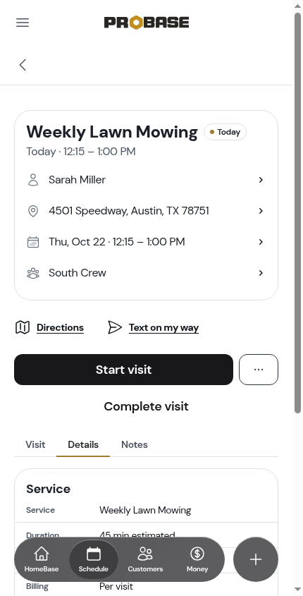 The Property card on the Details tab