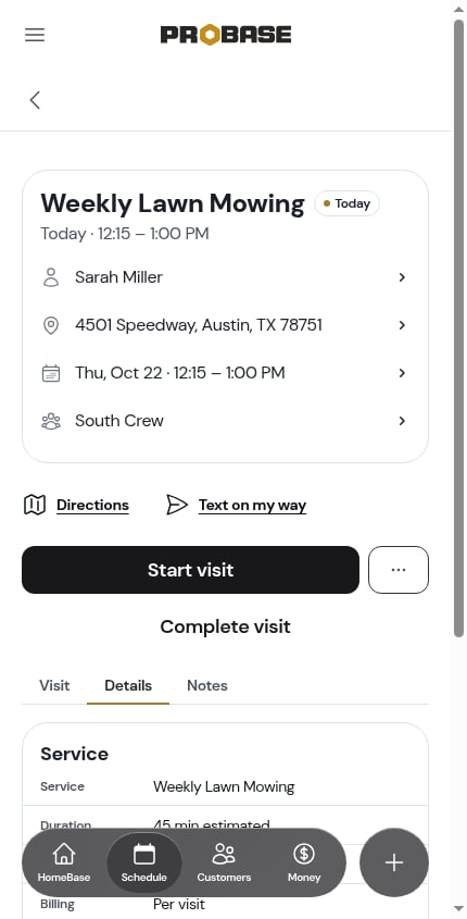 The Property card on the Details tab