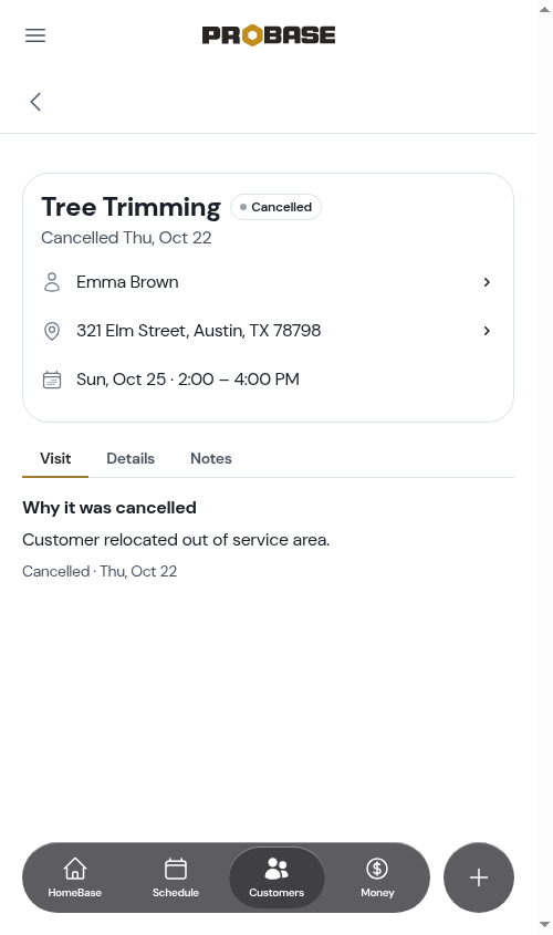A cancelled visit