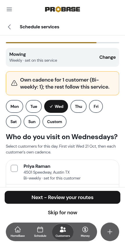 Customers keeping their own frequency