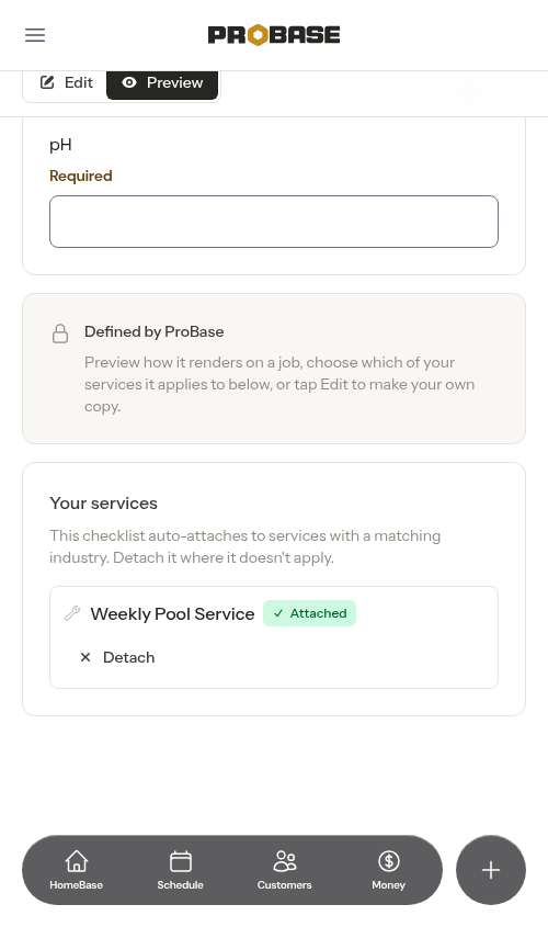The Your services list under the preview