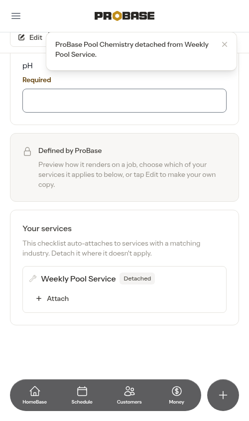 After detaching a service