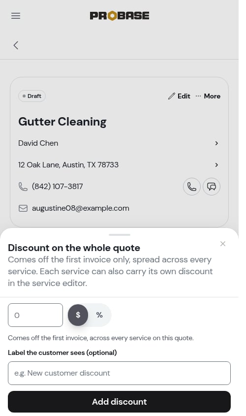 The whole-quote discount sheet
