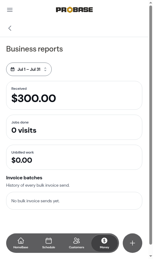 A custom range carried onto Business reports