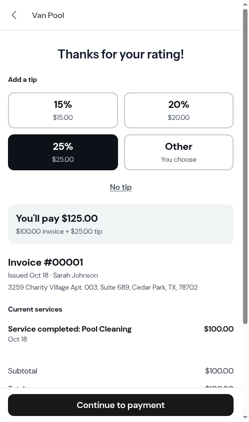Adding a tip without rating again