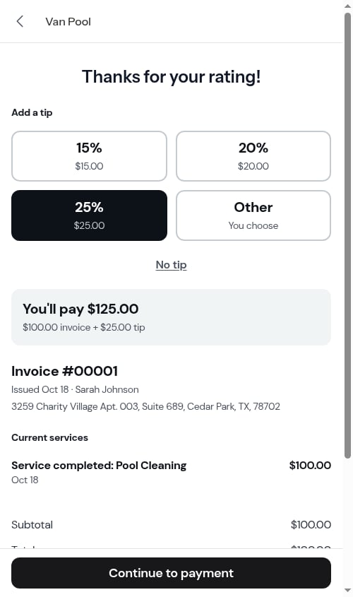 Adding a tip without rating again