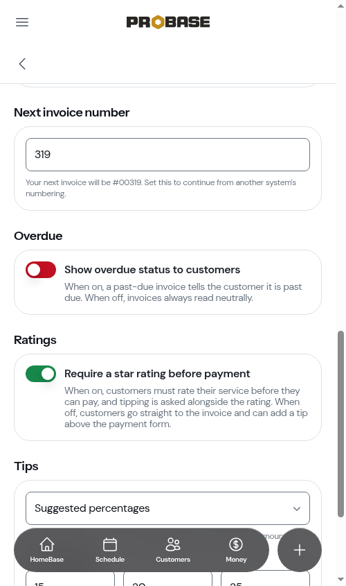 The Next invoice number row