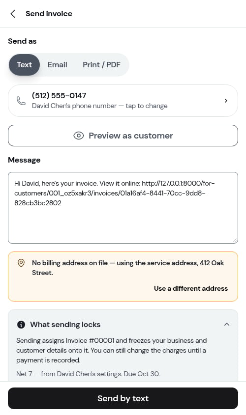 What sending locks, opened, with Edit invoice