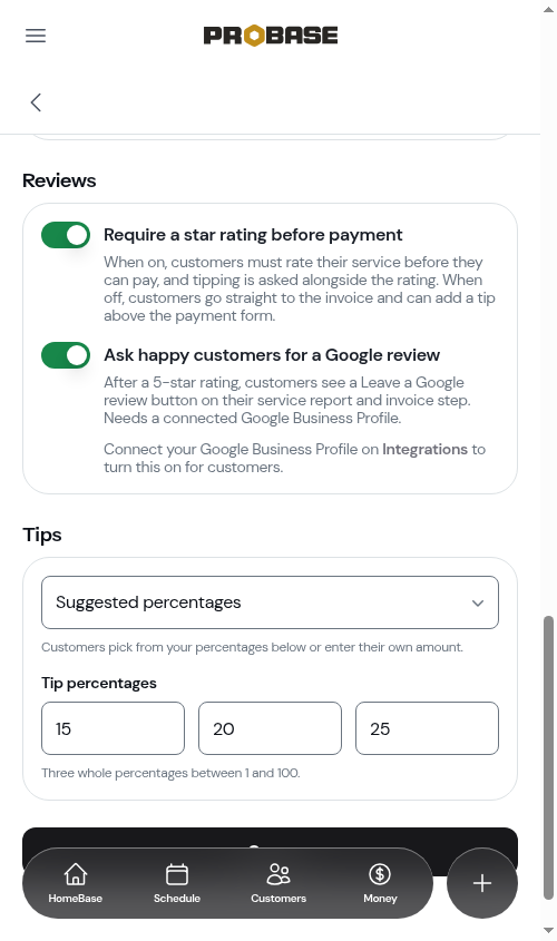 The Reviews section with the Google request on