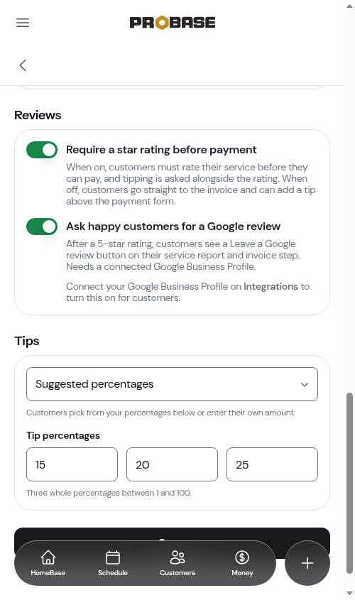 The Reviews section with the Google request on