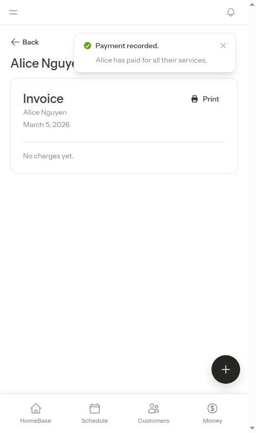 Invoice after payment recorded