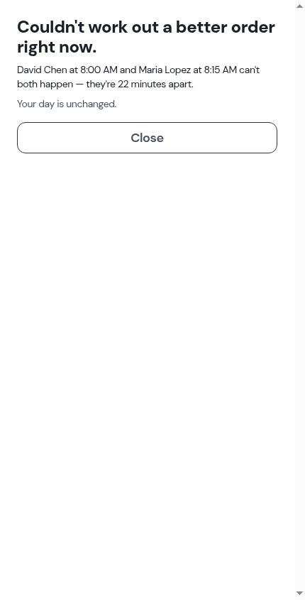 A refused optimization naming the two pins